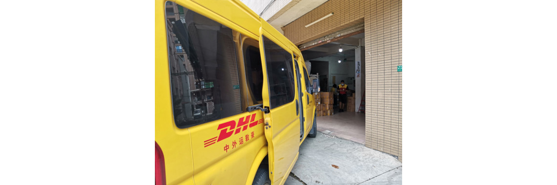 DHL comes to us for picking the goods, Still Wearing Mask is Necessary!!